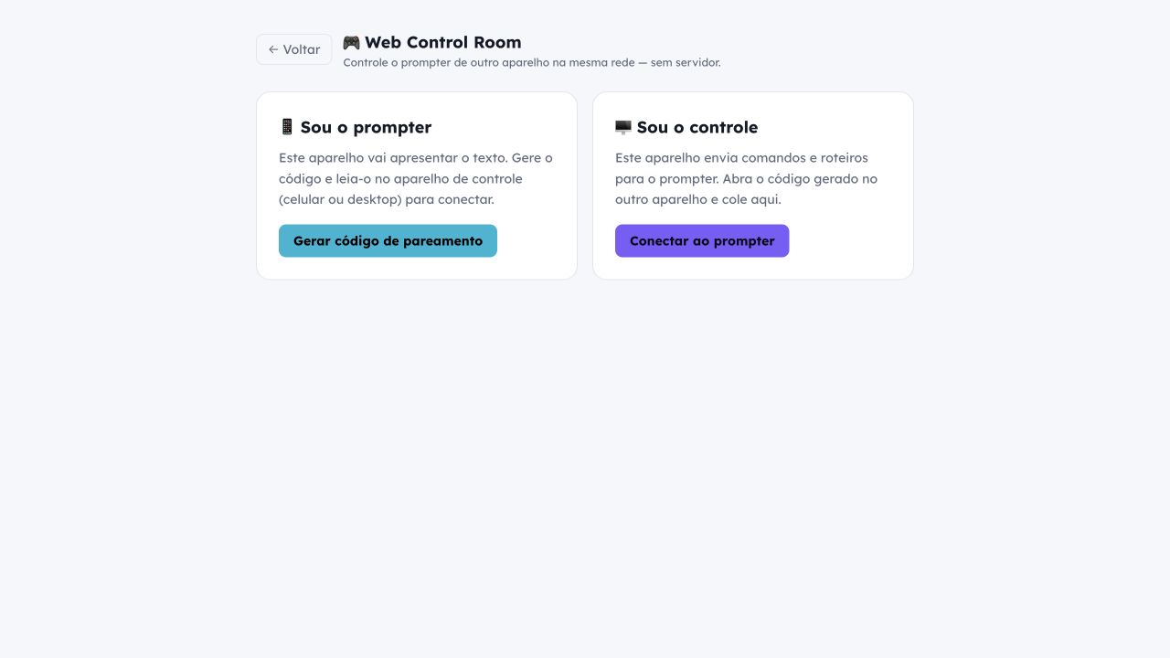 Web Control Room do AlvoPrompter